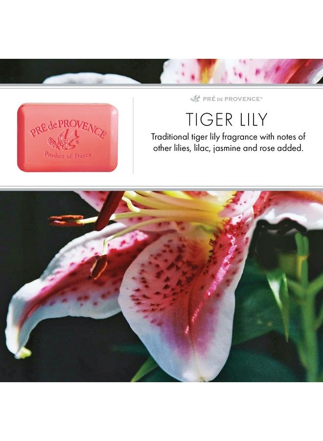 Artisanal Soap Bar Natural French Skincare Enriched With Organic Shea Butter Quad Milled For Rich Smooth & Moisturizing Lather Tiger Lily 5.3 Ounce