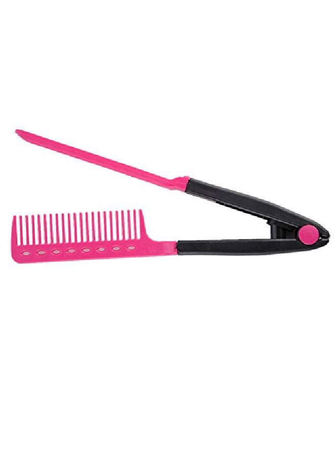 Diy Salon Hair Brush Combs Hairdressing Styling Hair Straightener V Shaped Straight Comb (Pink)