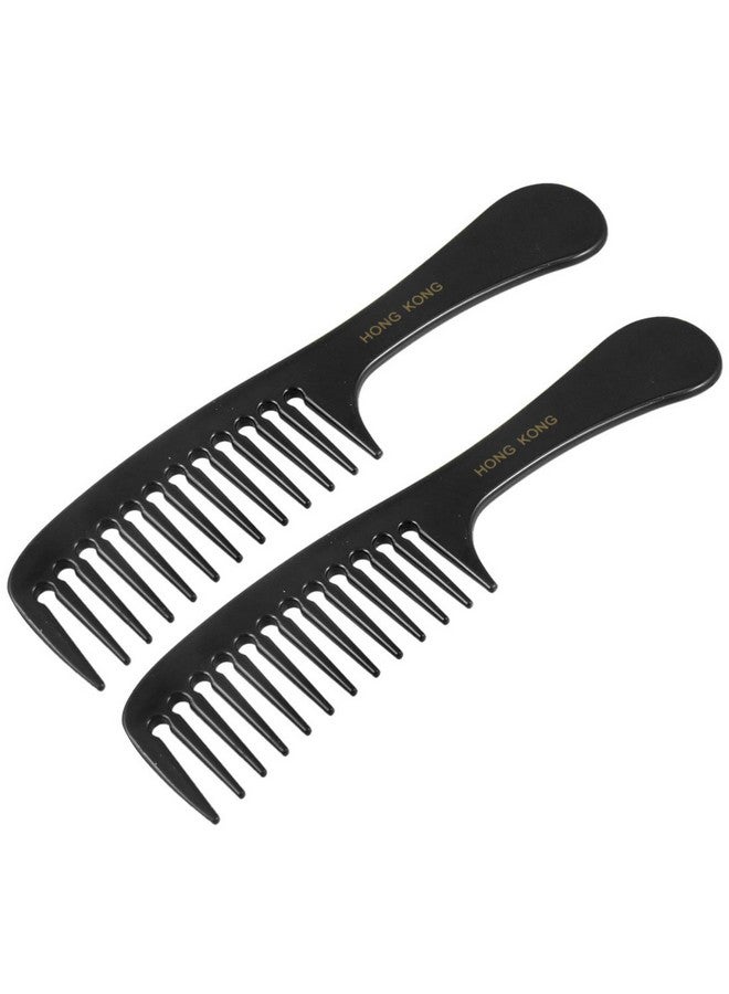 Xcell Hair Combs Wide Tooth Comb For Curly Hair 9 Inches Hair Care Products For Women Men 2 Pcs Plastic Beard Comb Hair Styling Tool For Diy Hairstyle Pet Long Hair Black