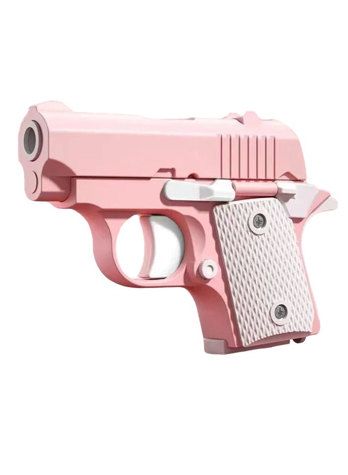 3D Printed Mini M1911 Model Toy, Portable And Elegant Stress Relief Sensory Toy, Anxiety Relief High Quality Fidget Fun Toy, Decompression Gravity Carrot Blaster For Kids, (Pink And White)