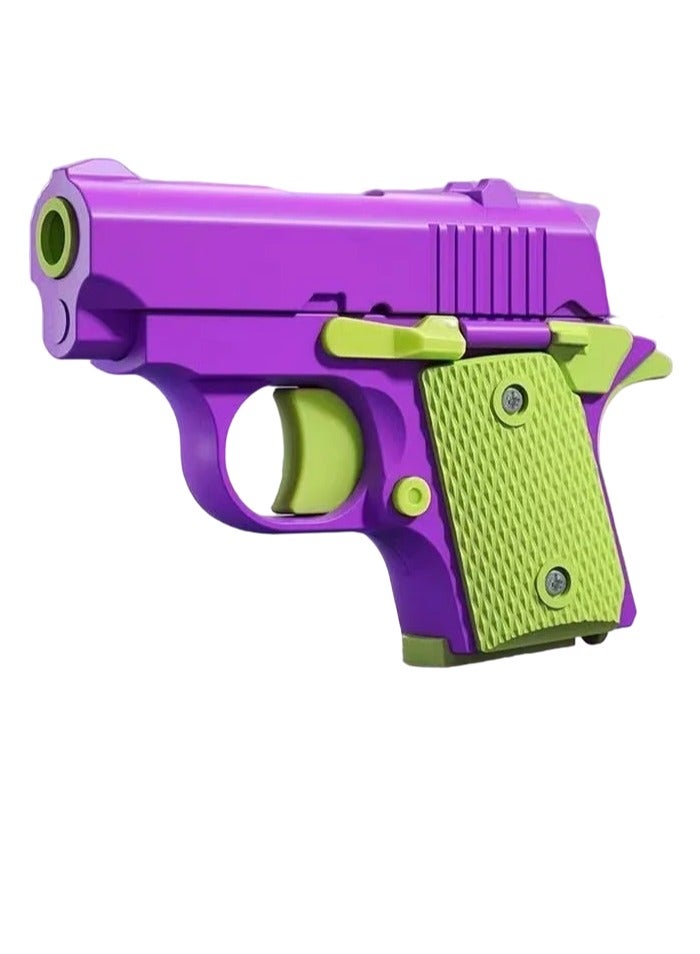 3D Printed Mini M1911 Model Toy, Portable And Elegant Stress Relief Sensory Toy, Anxiety Relief High Quality Fidget Fun Toy, Decompression Gravity Carrot Blaster For Kids, (Purple And Green)