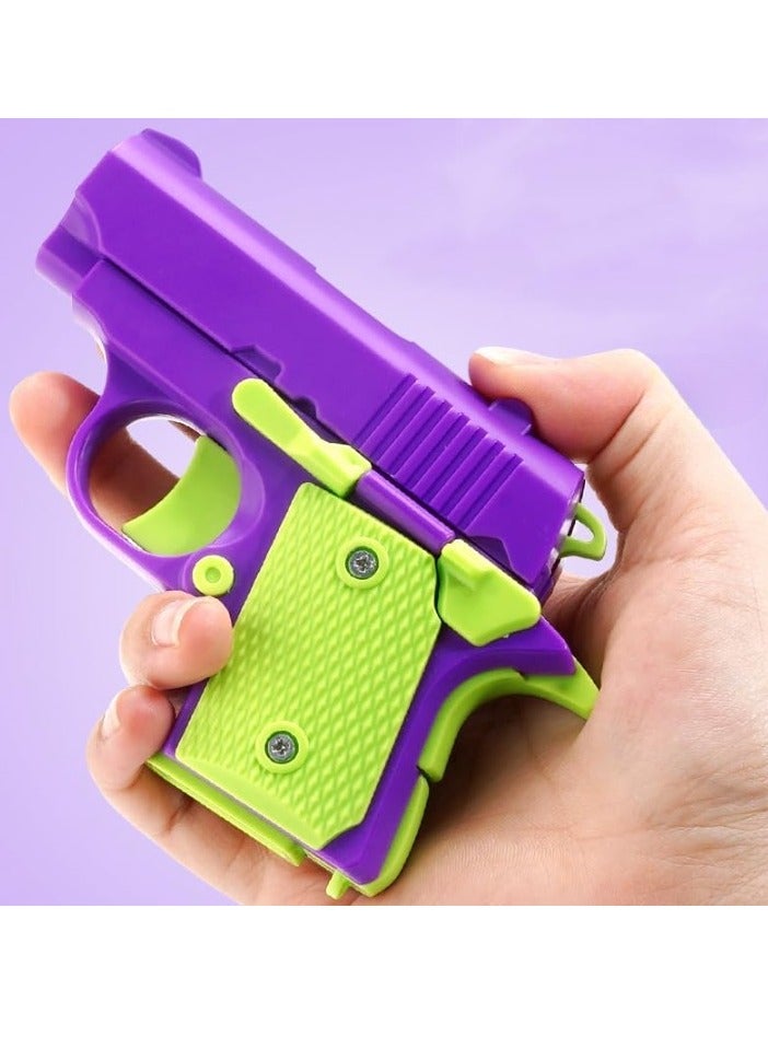 3D Printed Mini M1911 Model Toy, Portable And Elegant Stress Relief Sensory Toy, Anxiety Relief High Quality Fidget Fun Toy, Decompression Gravity Carrot Blaster For Kids, (Purple And Green)