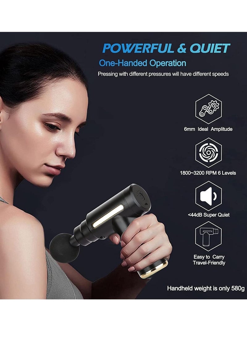 Electric Leg Foot Muscle Stimulator Massager Mat EMS Foot Massager + Mini Massage Gun Deep Tissue, Portable 6 Speeds Percussion Muscle Massager with 4 Massage Heads 1800mAh Battery & Type-C Charging