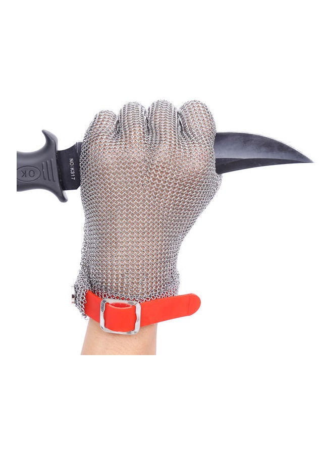 Plastic Belt Stainless Steel Mesh Glove Cut Resistant Chain Grey