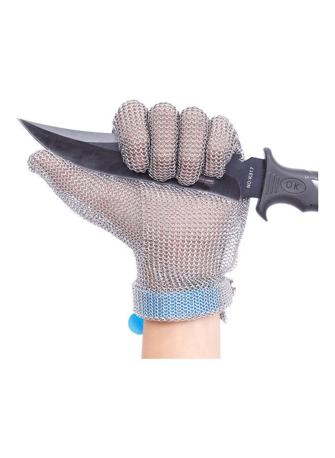 Plastic Belt Stainless Steel Mesh Glove Cut Resistant Chain Grey