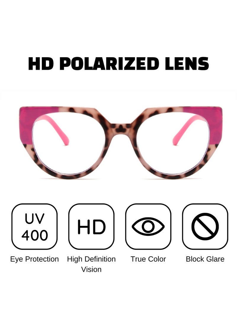 Blue Light Blocking Optical Eyeglasses - Stylish Oversized Frames, Clear Lens, Polarized. Top-rated Bluelight Protection for Reading, Work, & Screen Time. Vintage-Inspired, Lightweight Design.