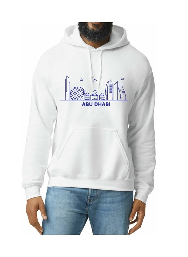 Abu Dhabi Skyline Hoodie - Soft Cotton Pullover - Casual Fashion Hoodie for Men and Women - Long Sleeve with Drawstring and Pockets - Perfect for Travel