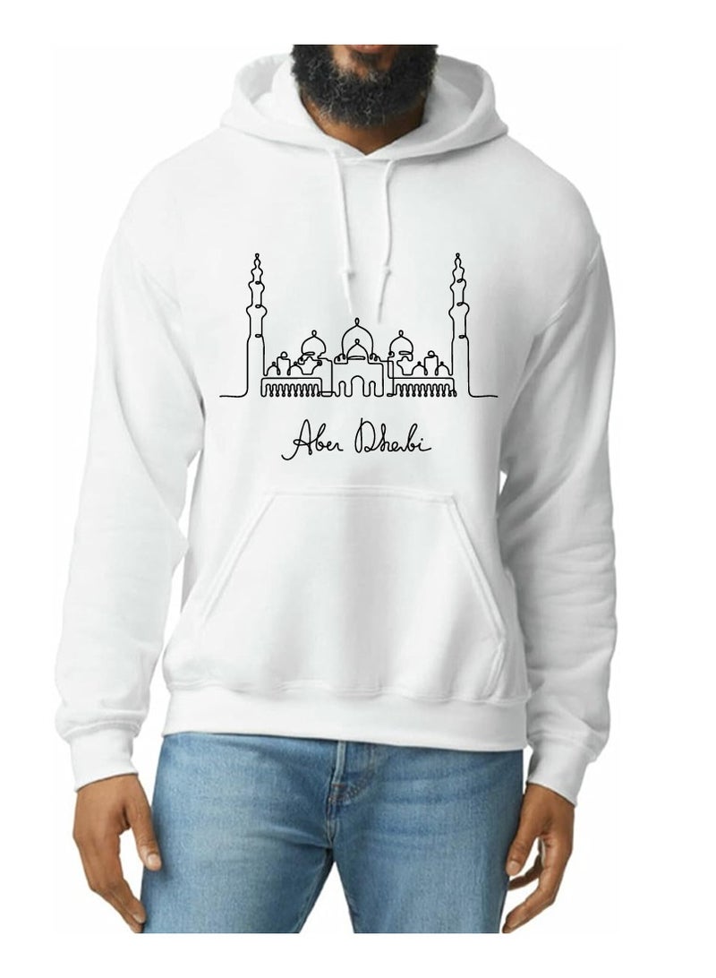 Abu Dhabi Skyline Hoodie - Soft Cotton Pullover - Casual Fashion Hoodie for Men and Women - Long Sleeve with Drawstring and Pockets - Perfect for Travel