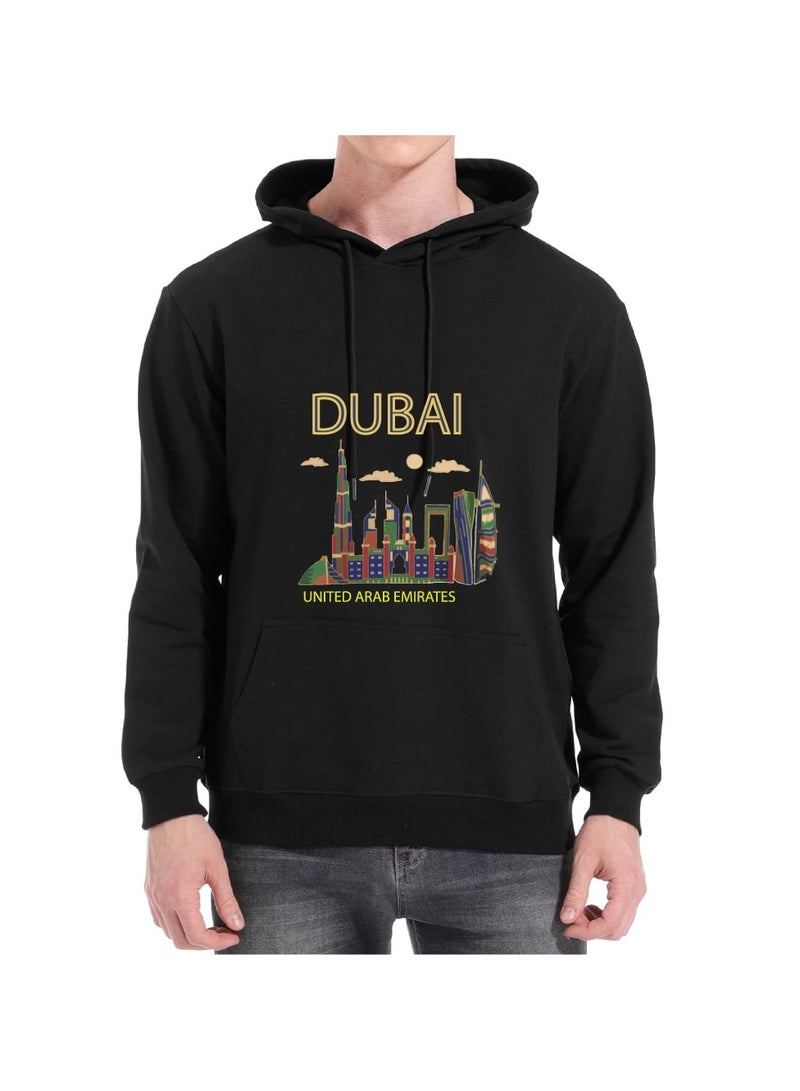 Dubai Skyline Hoodie - Soft Cotton Pullover - Casual Fashion Hoodie for Men and Women - Long Sleeve with Drawstring and Pockets - Perfect for Travel