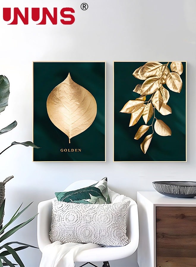 3Pcs Abstract Wall Art Home Decor,Black Gold Leaf Canvas Prints For Living Room Bedroom,Large Modern Canvas Wall Art,40x60cm(Only Drawing Core)