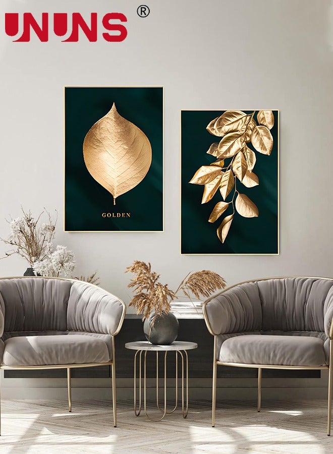 3Pcs Abstract Wall Art Home Decor,Black Gold Leaf Canvas Prints For Living Room Bedroom,Large Modern Canvas Wall Art,40x60cm(Only Drawing Core)