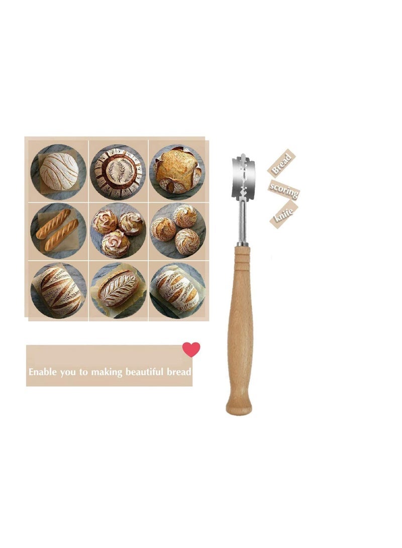 Dough Whisk and Bread Lame Set With 5 Replacement Blades Stainless Steel Dutch Style Bread Dough whisk for pastry, Danish Whisk,Great alternatives to a blender, mixer or hook