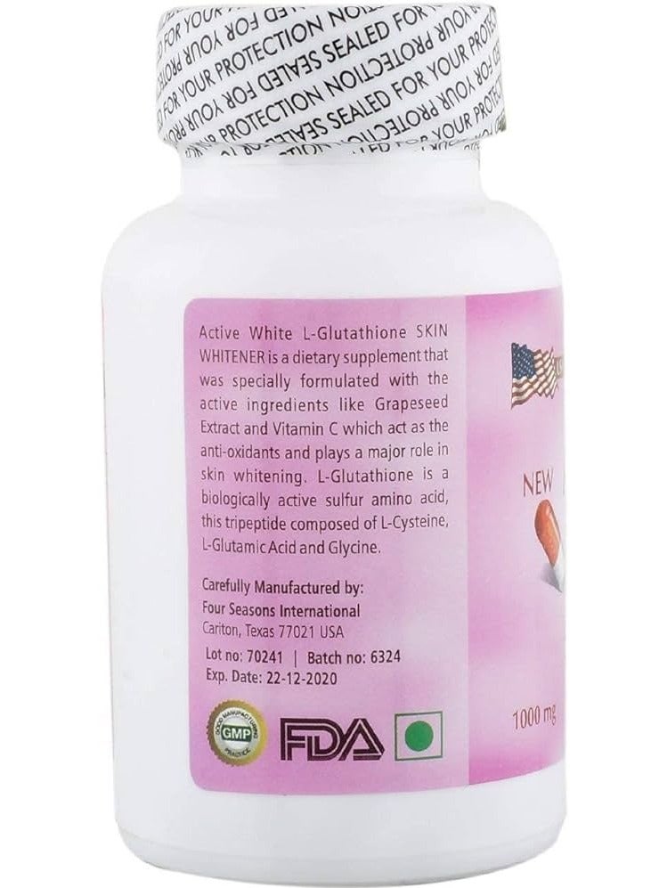 Active White High Antioxidant L Glutathione -Skin Whitening Pills (Made In USA) 60 Capsules