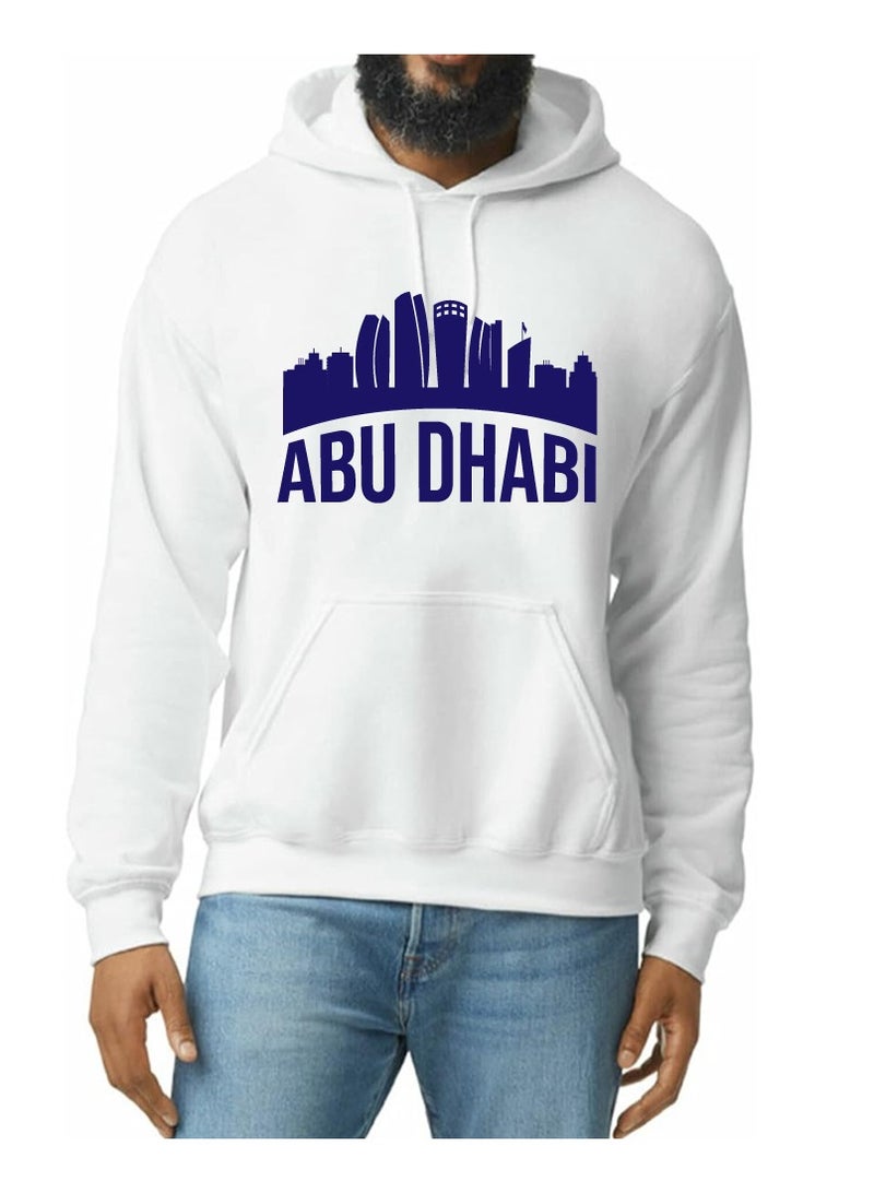 Abu Dhabi Skyline Hoodie - Soft Cotton Pullover - Casual Fashion Hoodie for Men and Women - Long Sleeve with Drawstring and Pockets - Perfect for Travel