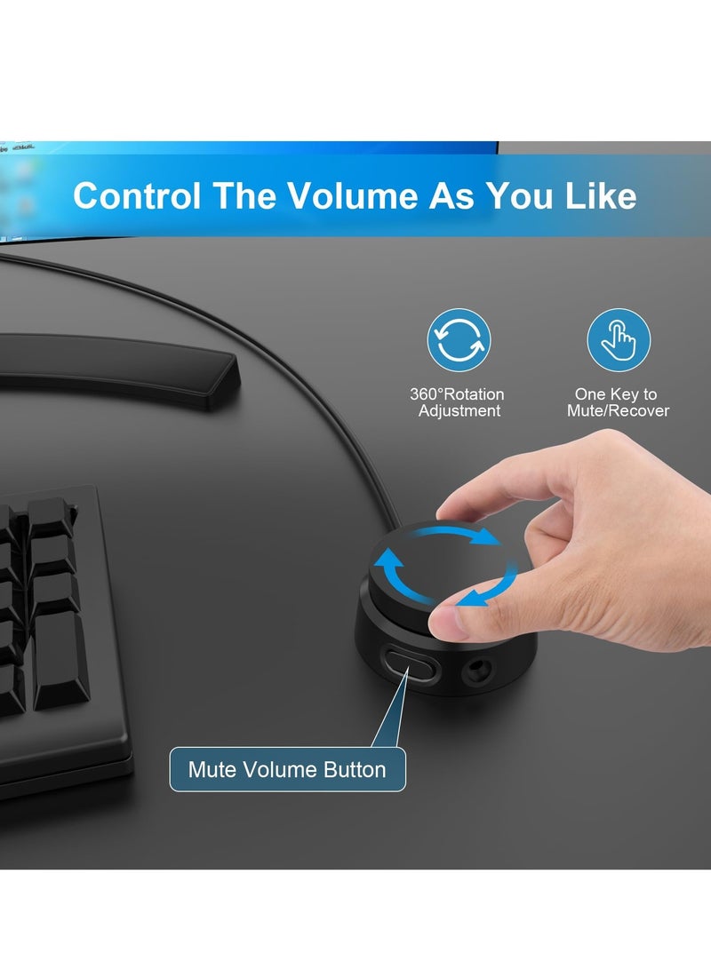 USB Volume Knob Multimedia Controller Sound Controller with one Key Mute Pause Function Volume Control Adjuster Support Win7 8 10 Mac Android 3.5mm port Compatible with QC45 QC35 QC35II QC25