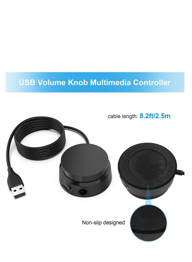 USB Volume Knob Multimedia Controller Sound Controller with one Key Mute Pause Function Volume Control Adjuster Support Win7 8 10 Mac Android 3.5mm port Compatible with QC45 QC35 QC35II QC25