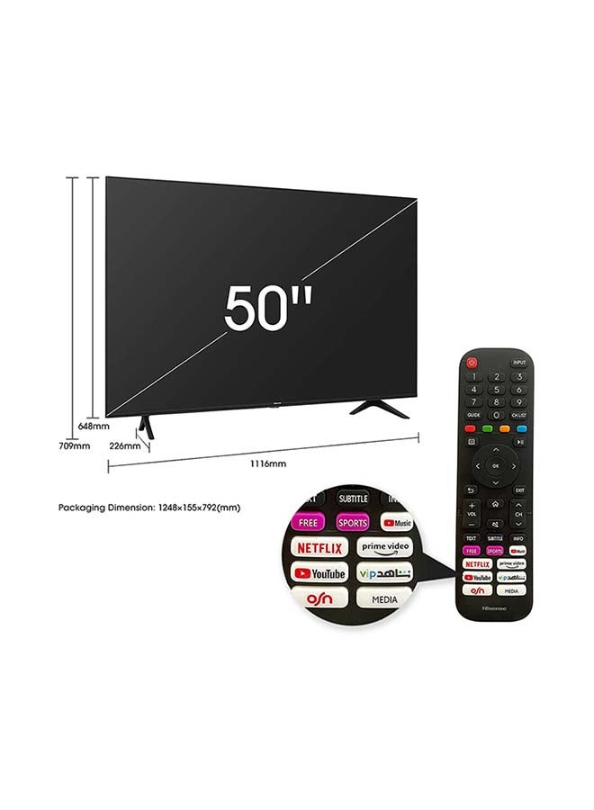 50-Inch 4K UHD HDR Smart TV Vidaa OS 50A6GE Black