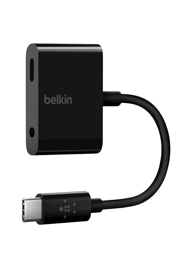 RockStar 3.5mm Audio With USB-C Charge Adapter Black