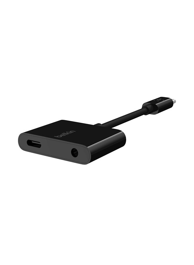 RockStar 3.5mm Audio With USB-C Charge Adapter Black