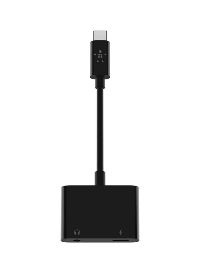 RockStar 3.5mm Audio With USB-C Charge Adapter Black