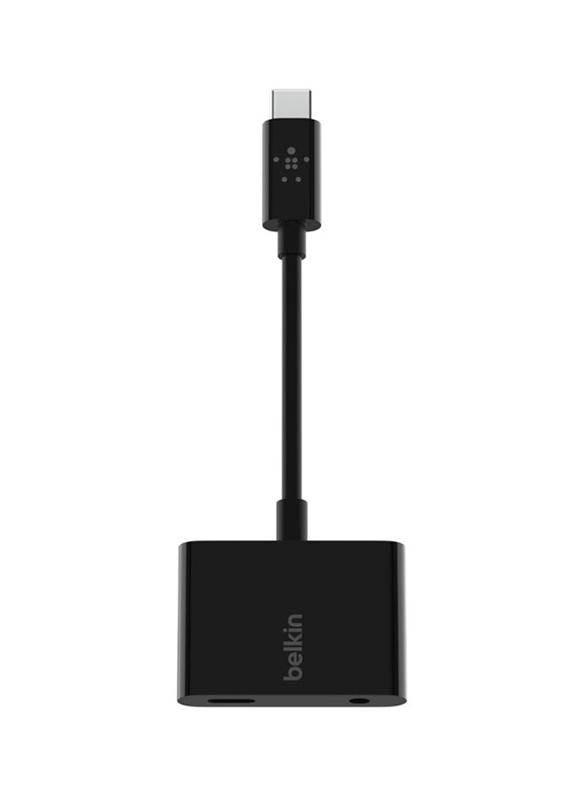 RockStar 3.5mm Audio With USB-C Charge Adapter Black