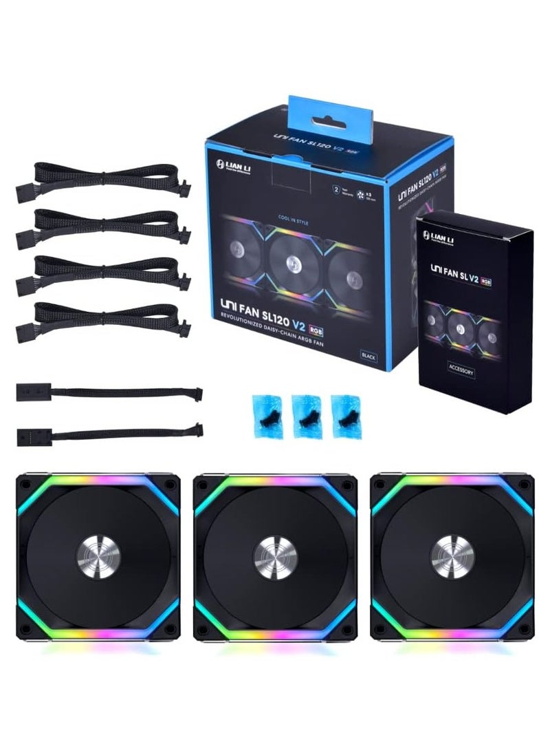 Lian Li UNI Fan SL120V2- 3 Pack - with Controller - Black