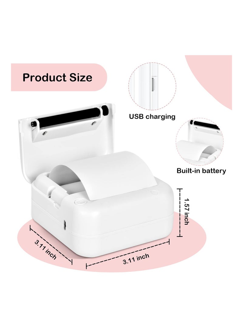 Mini Pocket Sticker Printer, 1Pcs Bluetooth Wireless Portable Mobile Printer Machine Thermal Printer for Notes, Memo, Photo, Pocket Label Receipt Printer Compatible with iOS & Androi