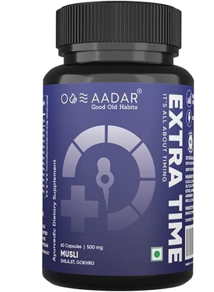 Extra Time Builds Performance Time And Pleasure Stamina Builder Shilajit, Gokhru, Musli - 60 Capsules