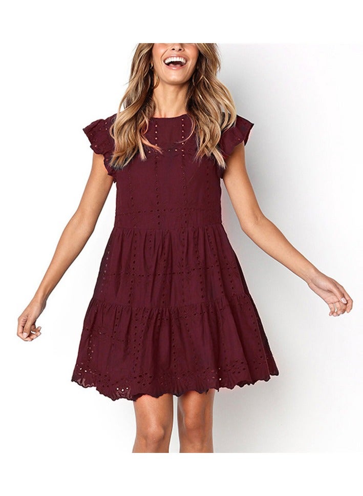 Round Neckline Short Sleeve Dress