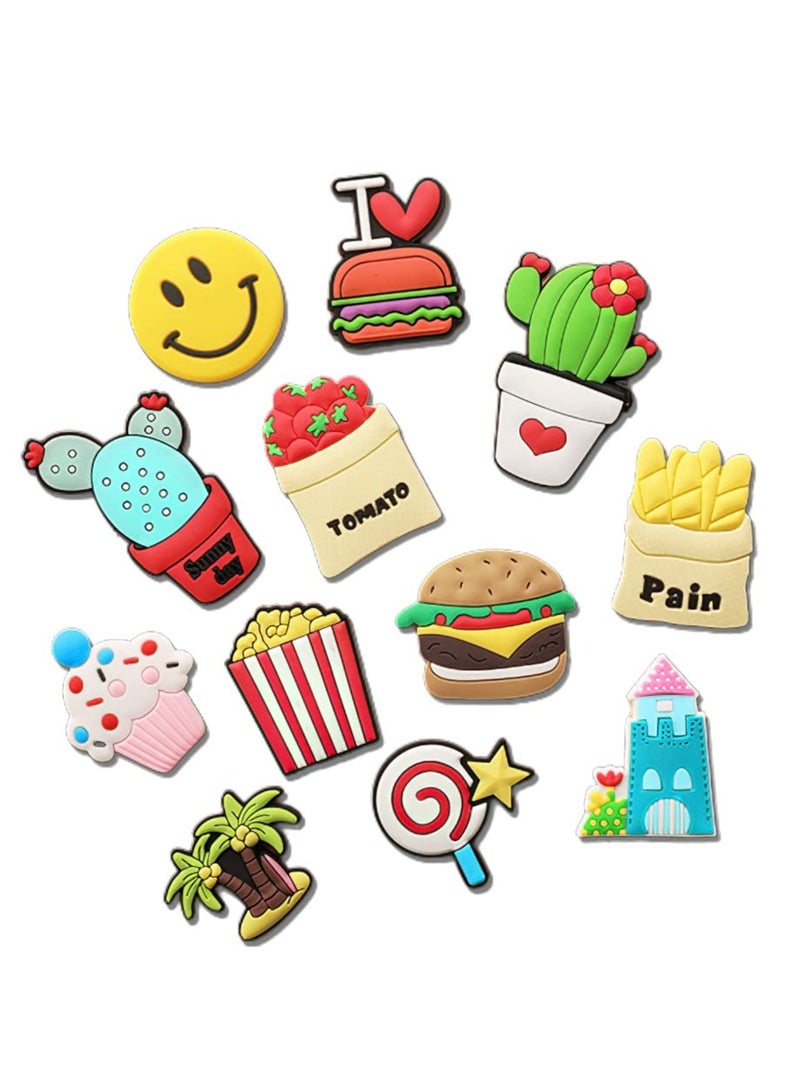 Food Refrigerator Magnets, 12pcs Cartoon Cute Refrigerator Magnetic Stickers for Toddlers, Strong Magnetic Soft Rubber Children Educational Magnets Toys for Kitchen Office Dry Erase Board Whiteboard