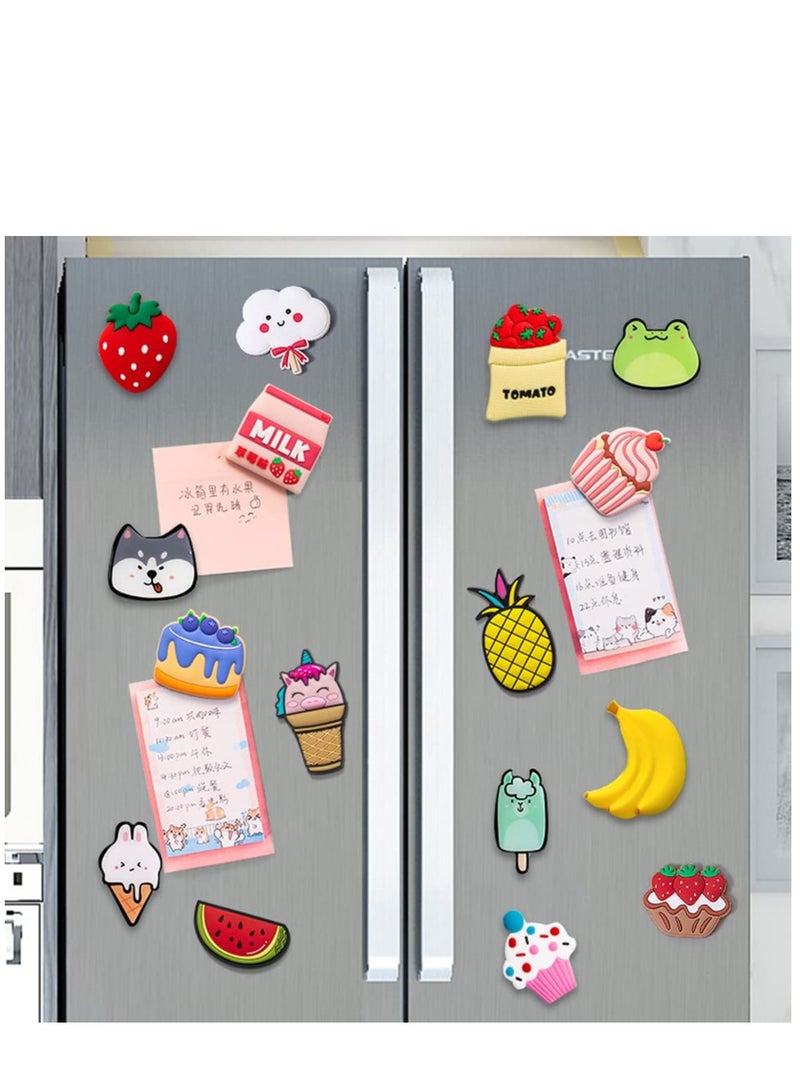 Food Refrigerator Magnets, 12pcs Cartoon Cute Refrigerator Magnetic Stickers for Toddlers, Strong Magnetic Soft Rubber Children Educational Magnets Toys for Kitchen Office Dry Erase Board Whiteboard