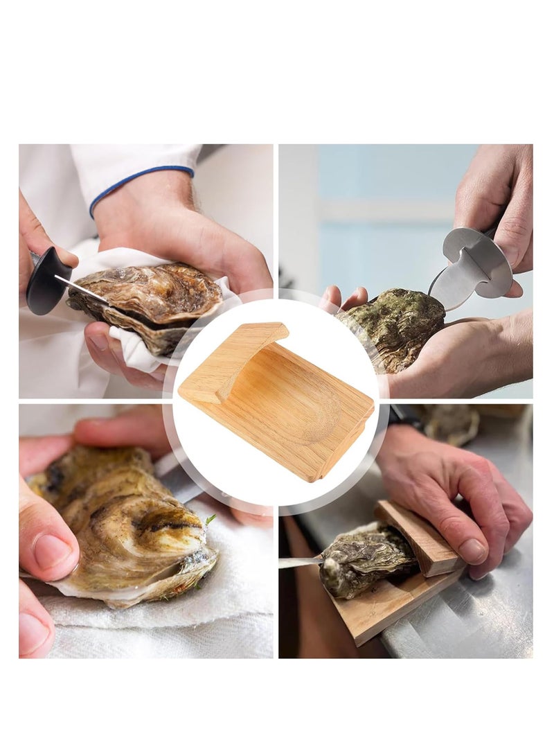 Shucking Clamp, Shucker Tool Wood Oyster Holder, Opener Shucking Block, Wooden Seafood Shucking Clip, Z-shaped Design, Multifunctional Tool, for Kitchen Home Outdoor Barbecue Camping (3PCS)