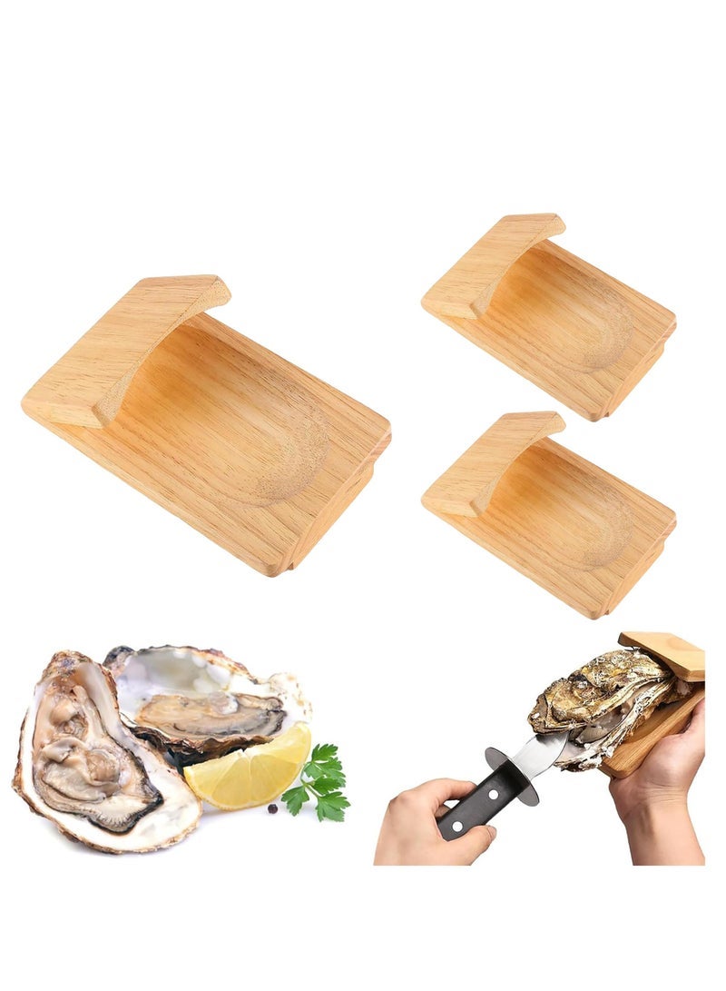 Shucking Clamp, Shucker Tool Wood Oyster Holder, Opener Shucking Block, Wooden Seafood Shucking Clip, Z-shaped Design, Multifunctional Tool, for Kitchen Home Outdoor Barbecue Camping (3PCS)