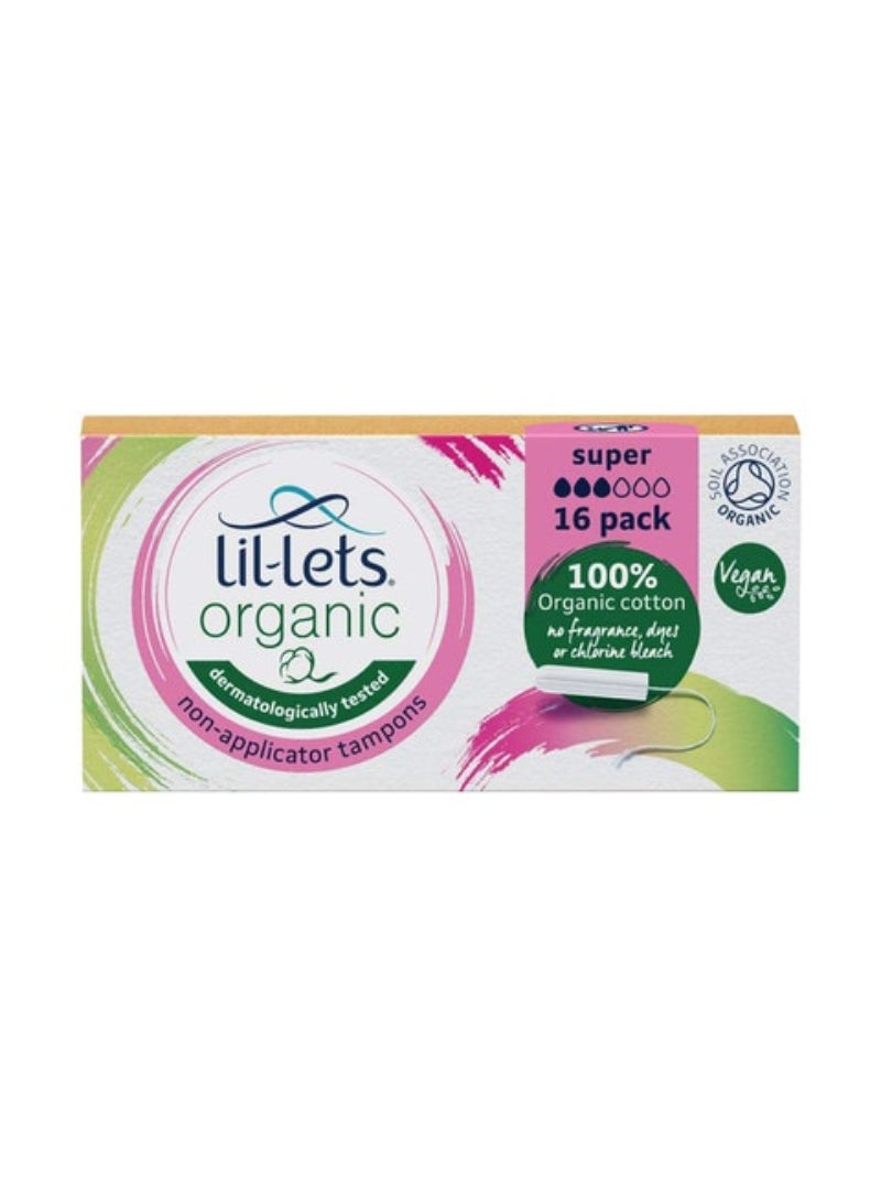 Lil-Lets Organic Non-Applicator Super White 16 Tampons