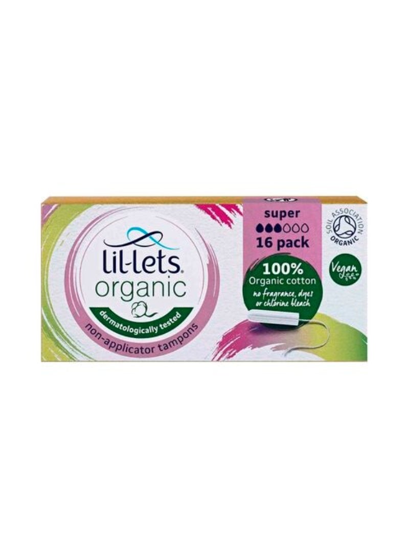 Lil-Lets Organic Non-Applicator Super White 16 Tampons