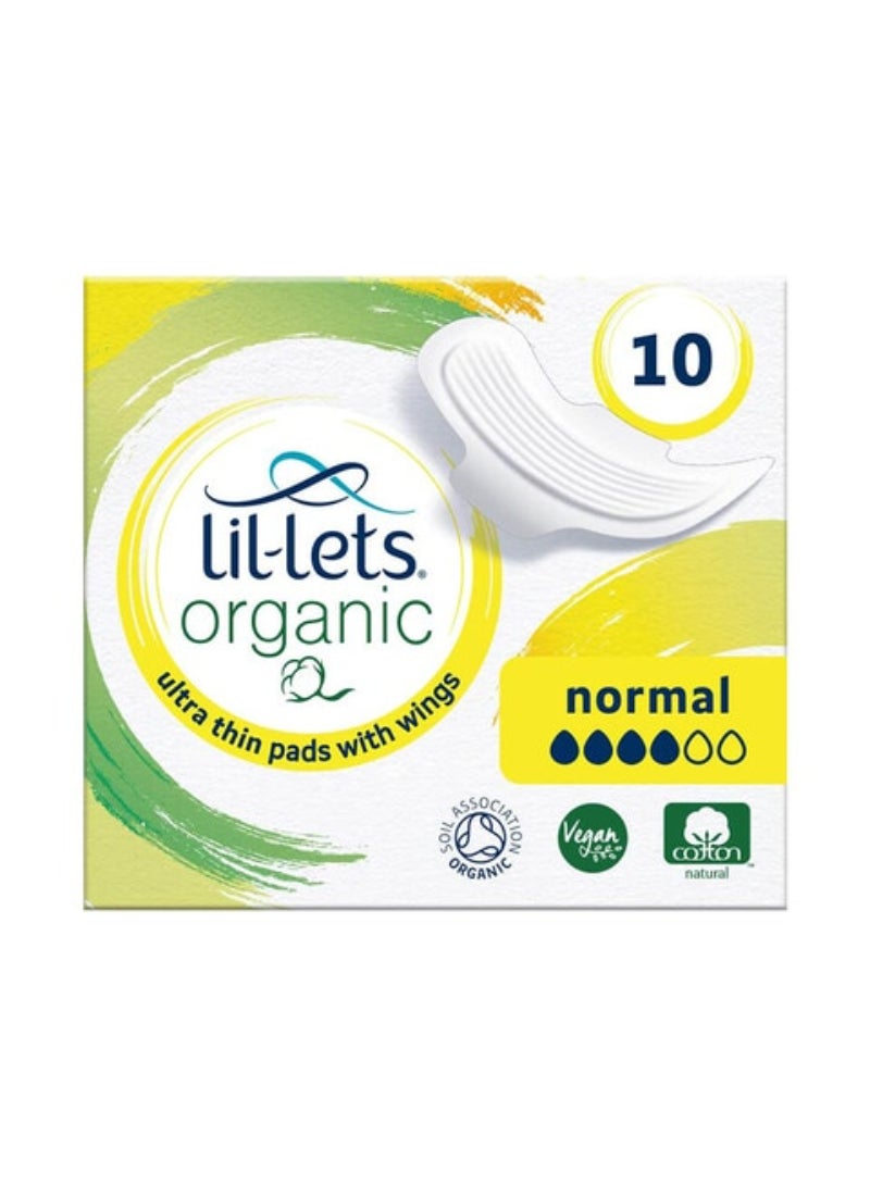 Lil-Lets Organic Ultra Thin Normal Sanitary Pads With Wings White 10 Pads