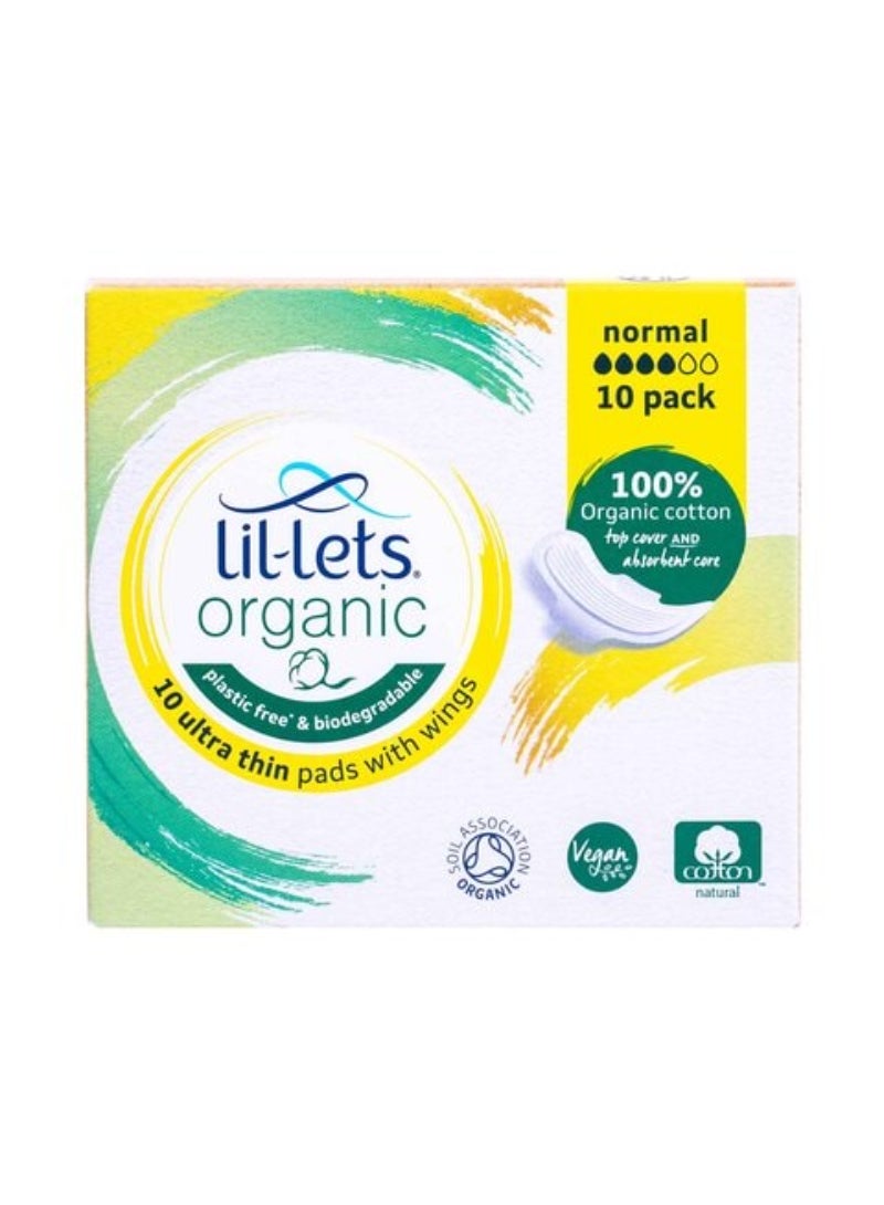 Lil-Lets Organic Ultra Thin Normal Sanitary Pads With Wings White 10 Pads