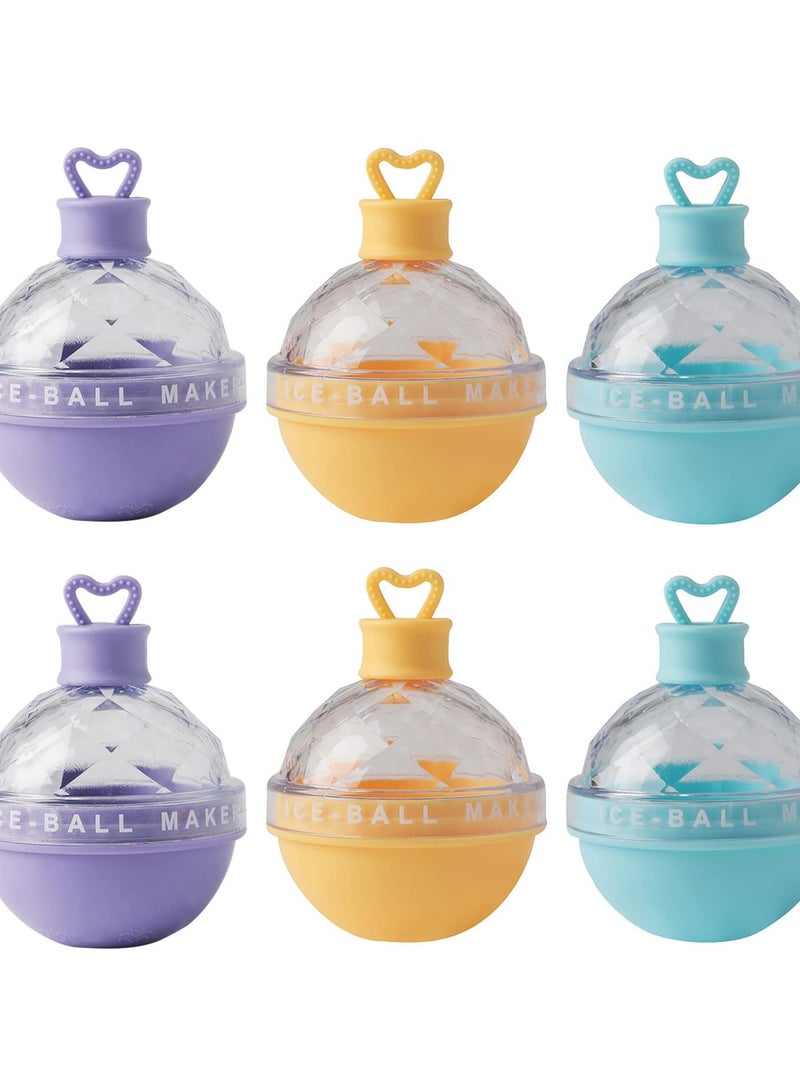 Upgraded Ice Ball Maker,6-Pack Round Ice Ball Maker Mold,2.5 Inch Whiskey Silicone Ice Mold for Whiskey and Cocktails,Perfect for Family and Friends