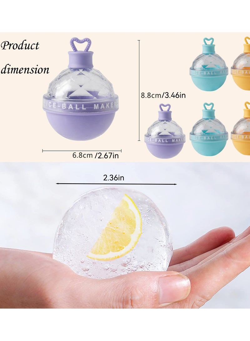 Upgraded Ice Ball Maker,6-Pack Round Ice Ball Maker Mold,2.5 Inch Whiskey Silicone Ice Mold for Whiskey and Cocktails,Perfect for Family and Friends