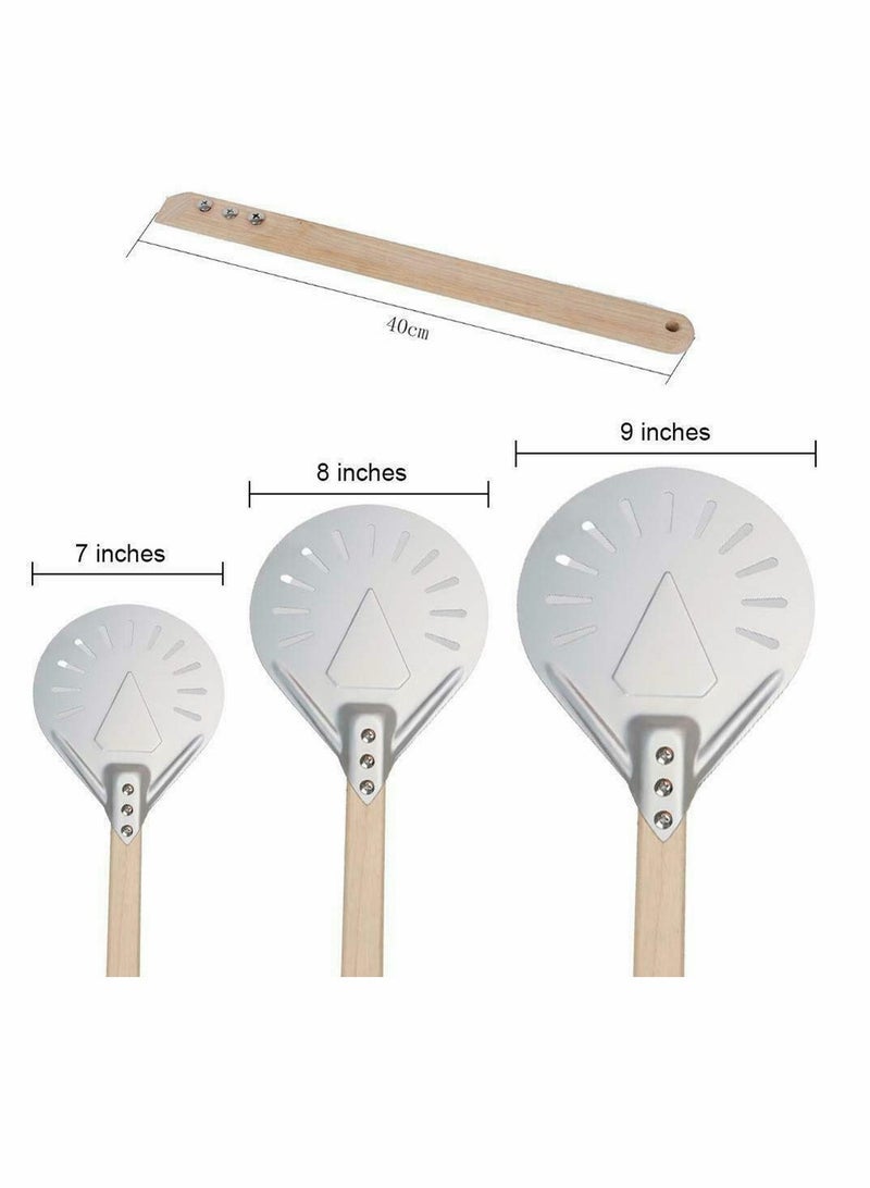 Perforated Pizza Peel Aluminum Material Non Durable Turning Detachable Wood Handle