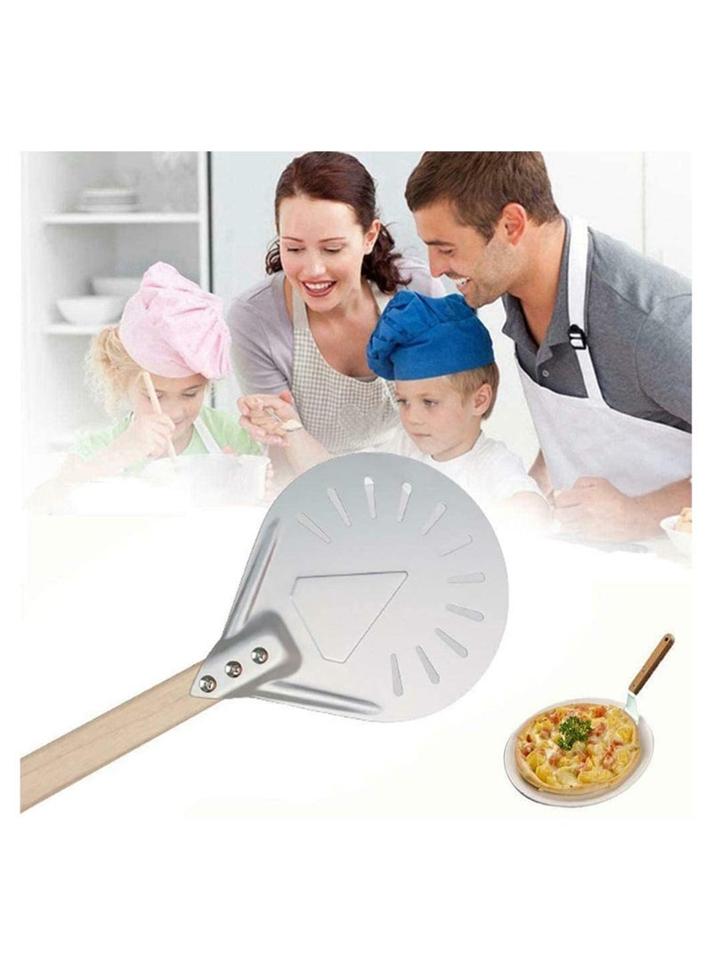 Perforated Pizza Peel Aluminum Material Non Durable Turning Detachable Wood Handle