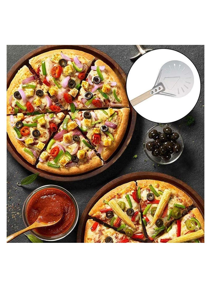 Perforated Pizza Peel Aluminum Material Non Durable Turning Detachable Wood Handle