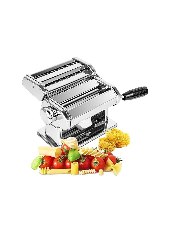 Pasta Maker Machine - Heavy Duty Steel Construction - 150 Roller with Pasta Cutter - 7 Adjustable Thickness Settings,Noodle Roller Hand Crank