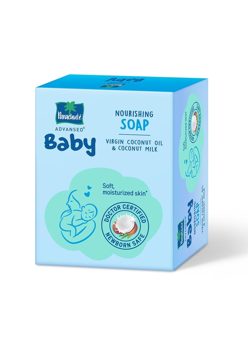 Parachute Advansed Baby Soap for Newborn Babies Doctor Certified Ph 5.5 Virgin Coconut Oil & Coconut Milk Prevents Dryness 75gm x 3