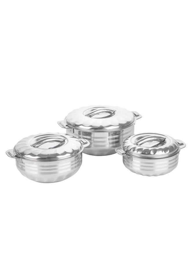 3  Pieces Hotpot Casserole Na-7963 | 1.5L-2.5L-3.5L| Double Wall Stainless Steel | Rust Proof| Easy To Clean |Keep Food Hot & Cool Fresh For Long Hours Made In India