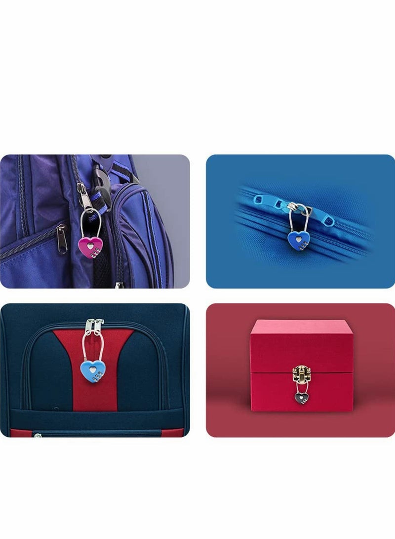 Locks 3 Digit Combination Number Password Heart Shape Padlocks for Outdoor Travel Suitcase Baggage Backpacks School Gym Lockers Computer Bags Filing Cabinets Toolbox (3 Pieces)