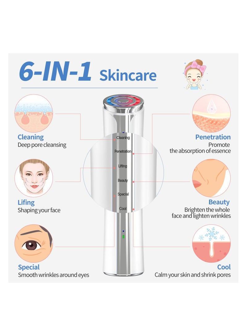 Microcurrent Facial Device, Facial Massager, Home Use Skin Tightening Machine Light Therapy for Face Eye Neck Lifting 6 in 1 Multifunctional  Skin Care Facial-Device