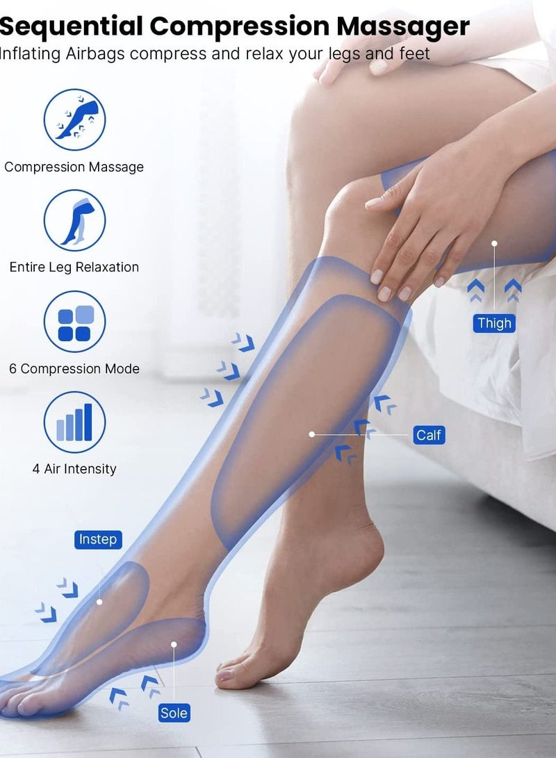 RENPHO Leg Massager for Circulation and Relaxation, Calf Feet Thigh Massage, Sequential Wraps Device with 6 Modes 4 Intensities, Helps to Relax Legs, Gifts for Mom Women Father Dad