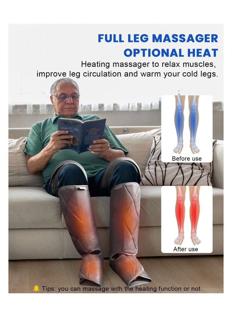 Leg Massager With Heat For Circulation Air Compression Calf Thigh Foot Massage Adjustable Wraps Design