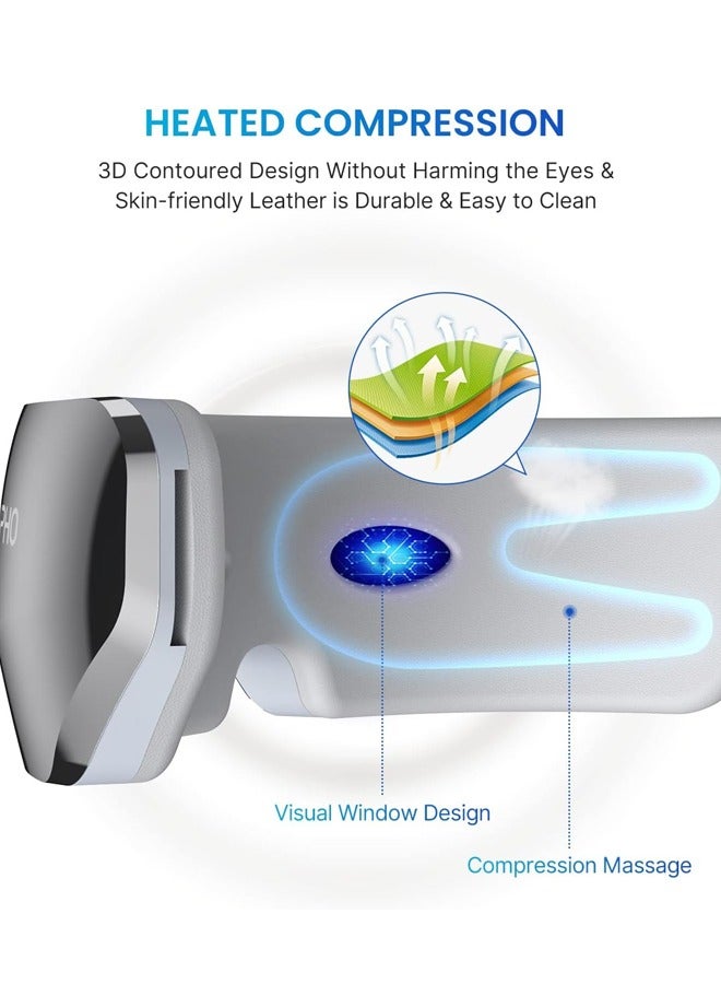 Eye Massager with Heat, RENPHO True View Eye Massager for Migraines, 5 Modes Rechargeable Heated Temple Massager for Eye Relax, Improve Eye Circulation, Reduce Dry Eyes, Dark Circles, Delay Eye Aging